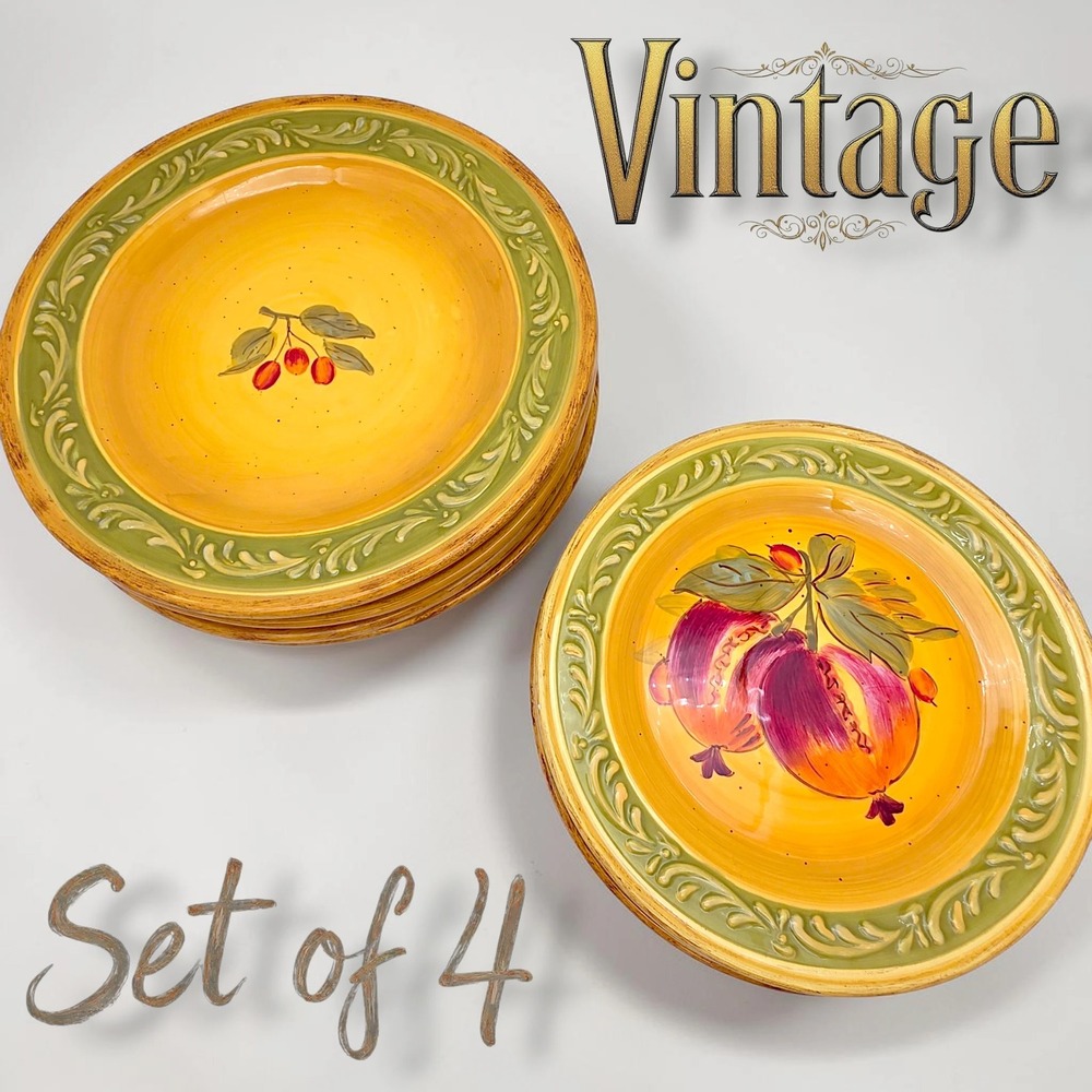 Vintage‎ Chris Madden Dinnerware Set 4 Dinner 4 Salad Plates Fruit Cottagecore